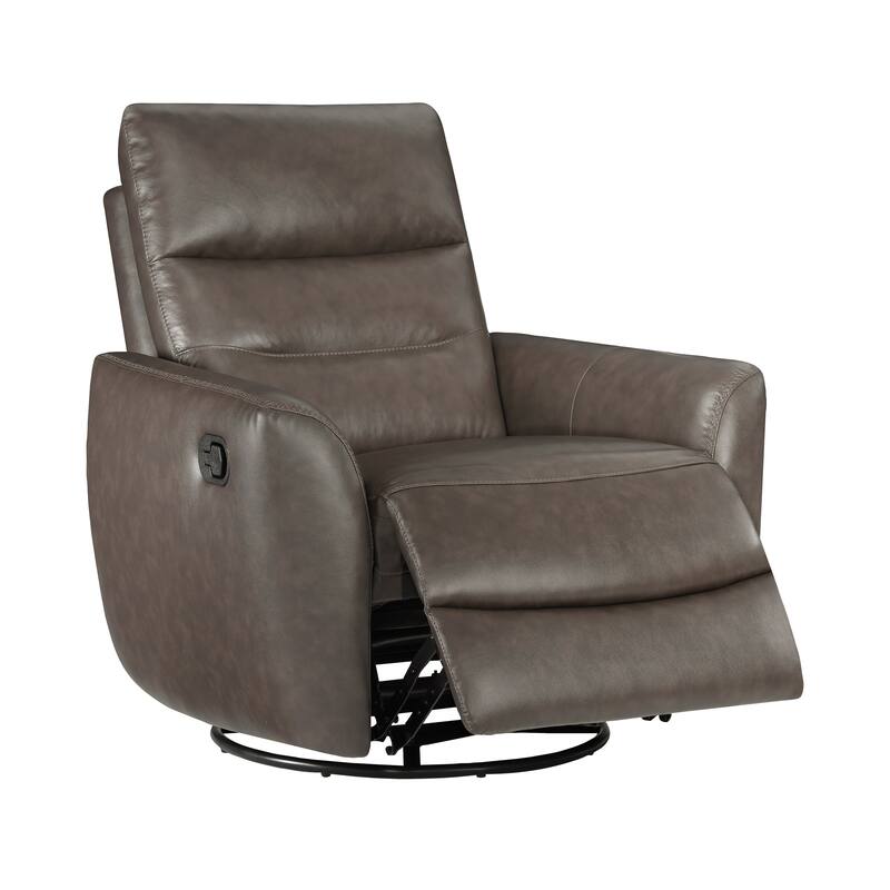 Cillian 35.5" Leather Swivel Glider Recliner - 360-Degree Metal Swivel