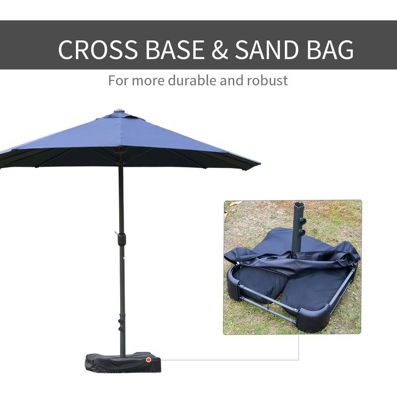 Outsunny Patio Umbrella 15' Steel Rectangular Outdoor Double Sided Market with base, UV Sun Protection & Easy Crank