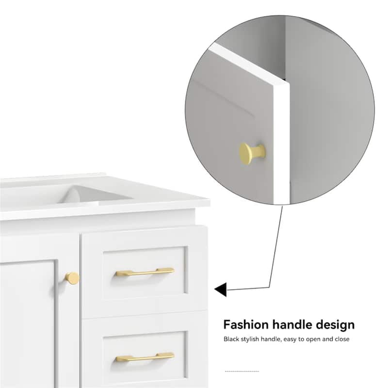 30" Bathroom Vanity Abundant Storage Cabinet -1 Soft Close Doors and 3 Drawer