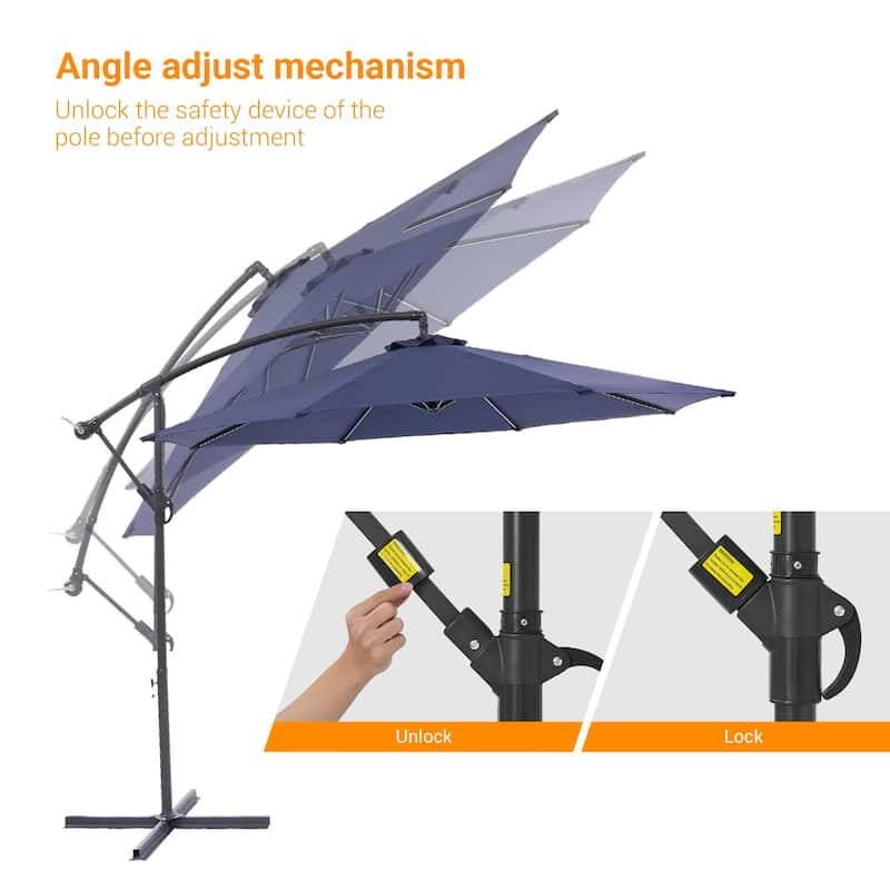 LIVOOSUN 10ft Patio Offset Umbrellas,Hanging Market Patio Umbrella
