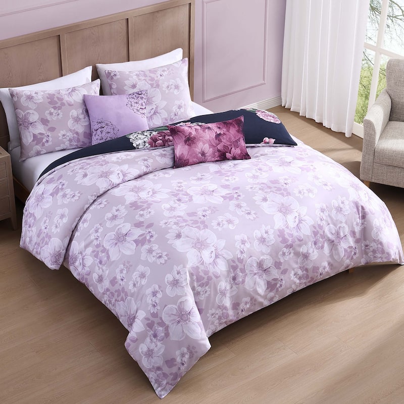 Bebejan Purple Bliss 100% Cotton Sateen 5 Piece Reversible Comforter Set