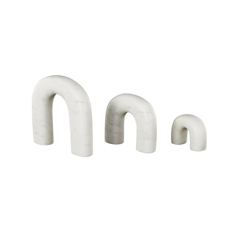White or Black Marble Arched Abstract Decorative Sculpture with Varying Sizes (Set of 3)