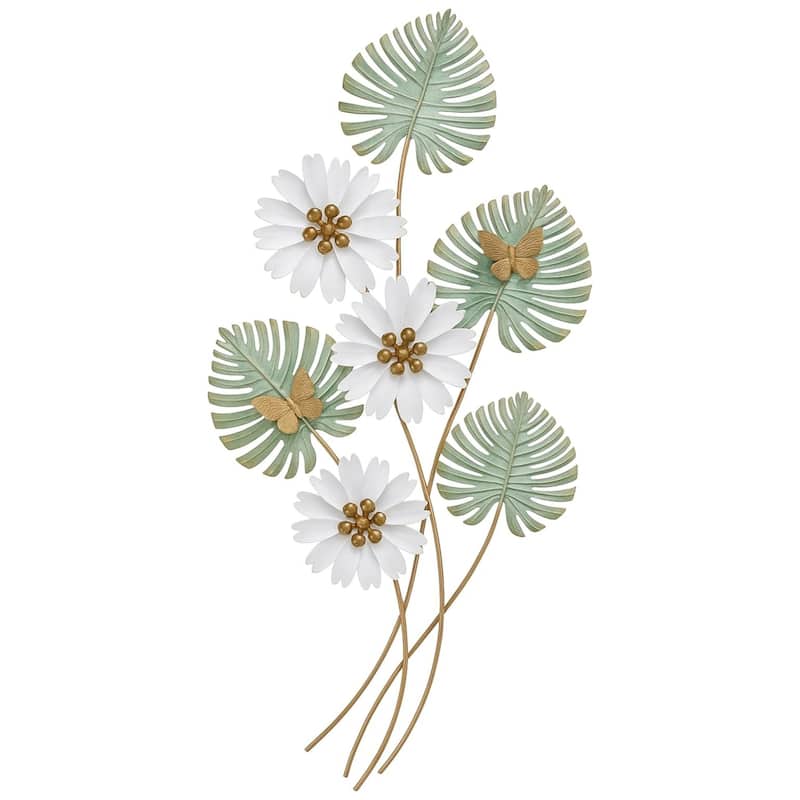 Aria Home Daisy Bouquet Floral Wall Art Vertical 3D Metal Sculpture