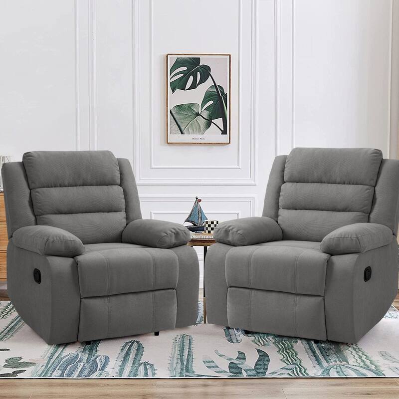 2Set Modern Lounger Adjustable Manual Recliner Chair - Grey