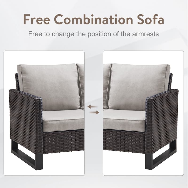 Gymojoy 9-11 Person Outdoor Courtyard Wicker Family Party Conversation Set Group With Swivel Chairs And 52" Table