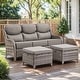 preview thumbnail 180 of 187, Outdoor Patio Sofa Swivel Chair with 6-Inch Thick Cushions Set 3PCS Sofa w/ Ottoman - Grey Wicker Grey Cushion