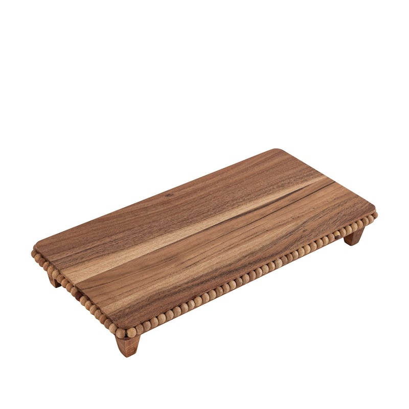 Acacia Wood Beaded Rect Riser