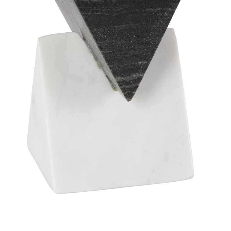 White Marble Stacked Pyramid Geometric Decorative Sculpture with White Base