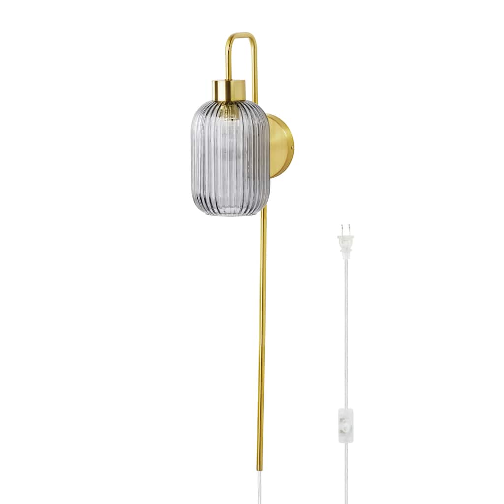 Adrienne River of Goods Smokey Glass and Metal Retro Wall Sconce - 5.375" x 8.625" x 32.25"