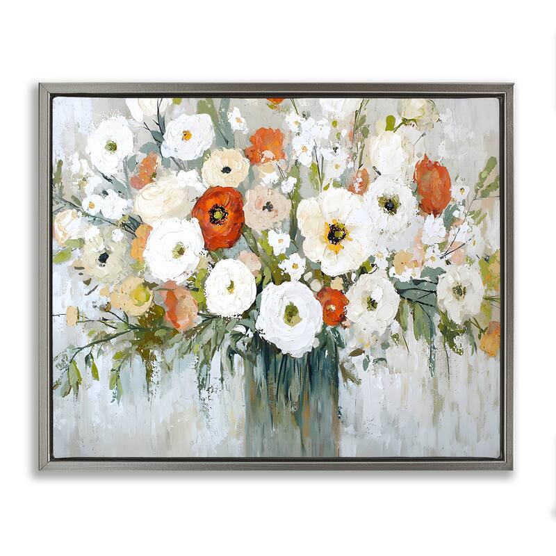 Stupell Ivory & Ruby Bouquet Framed Floater Canvas Wall Art Design By Franklyn Gregory - 21 x 17 - Grey