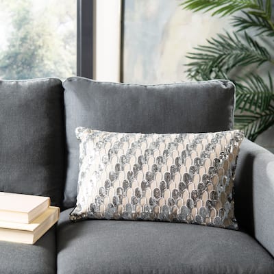 SAFAVIEH Angeline Decorative Pillow -Beige/Silver