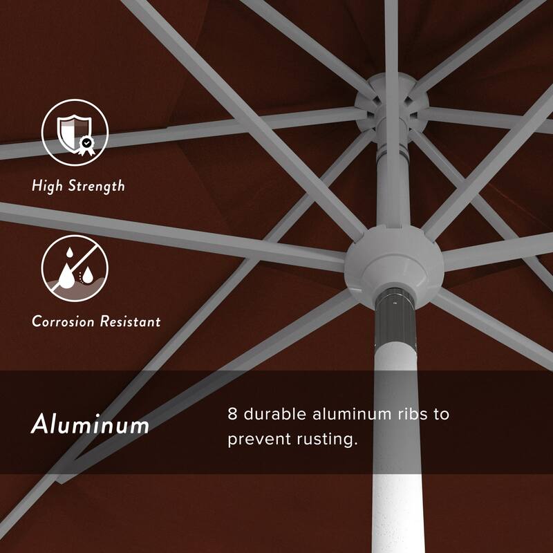 California Umbrella 11' Golden State Series Patio Umbrella White Aluminum Frame Crank Lift Collar Tilt Pacifica Pacific Blue