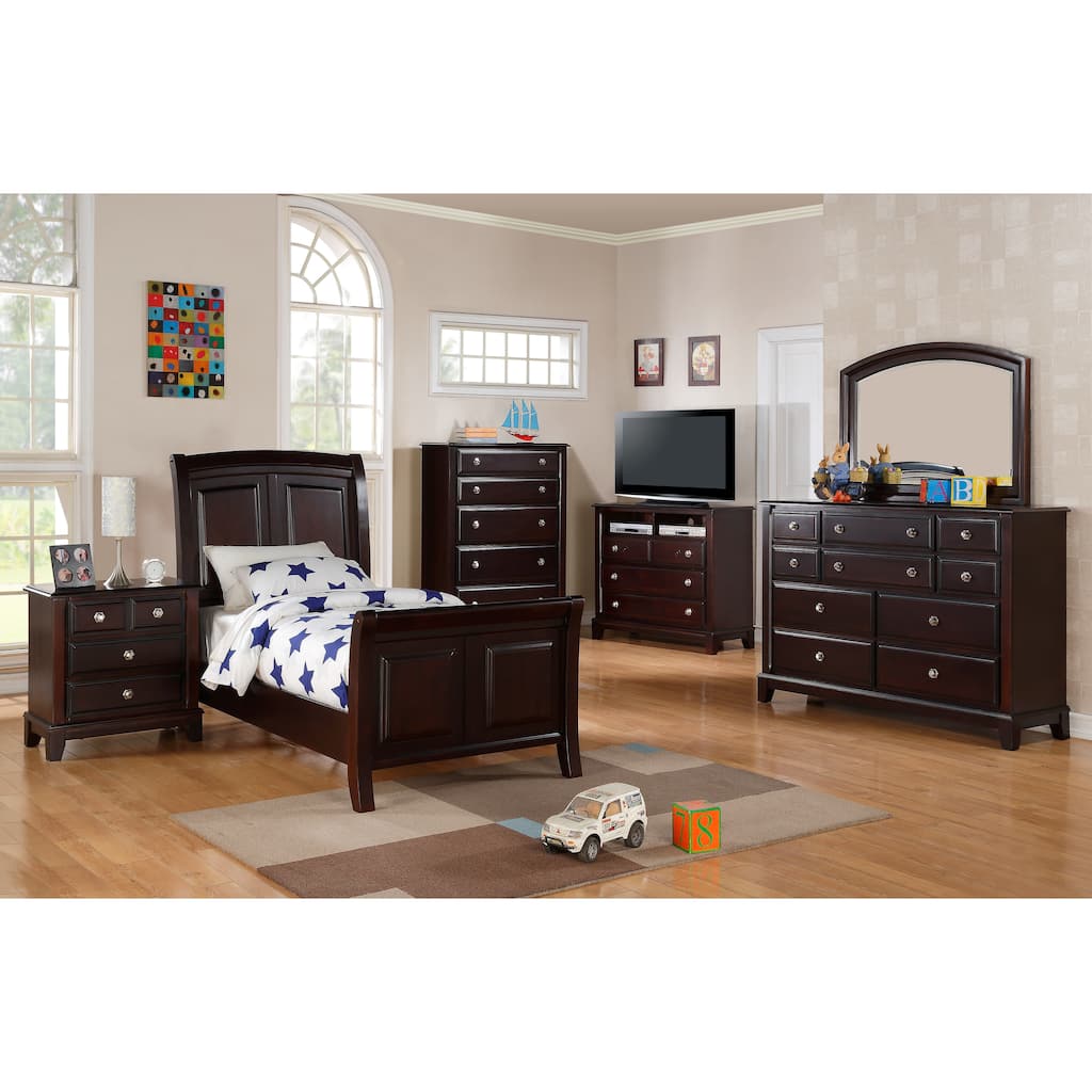 Elegant Cappuccino Twin Bed with Transitional Design