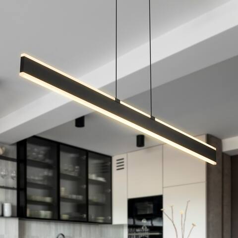 VONN Lighting Wezen 48" LED Up-Down Adjustable Linear Chandelier Black - 47.75"L x 4.75"W x 159.5"H