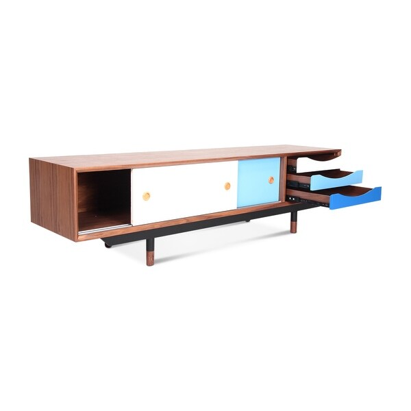 Finn Juhl 1955 TV Cabinet - Blue,Natural Walnut - Bed Bath