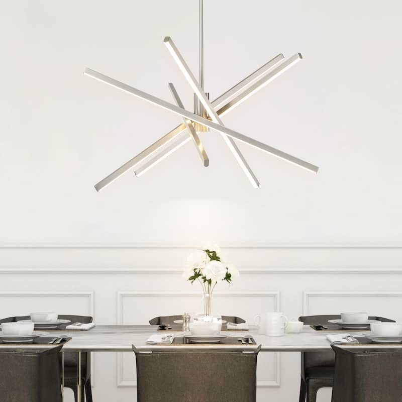 5-Light Modern Sputnik Linear Pendant Lights Integrated LED Kitchen Island Lighting