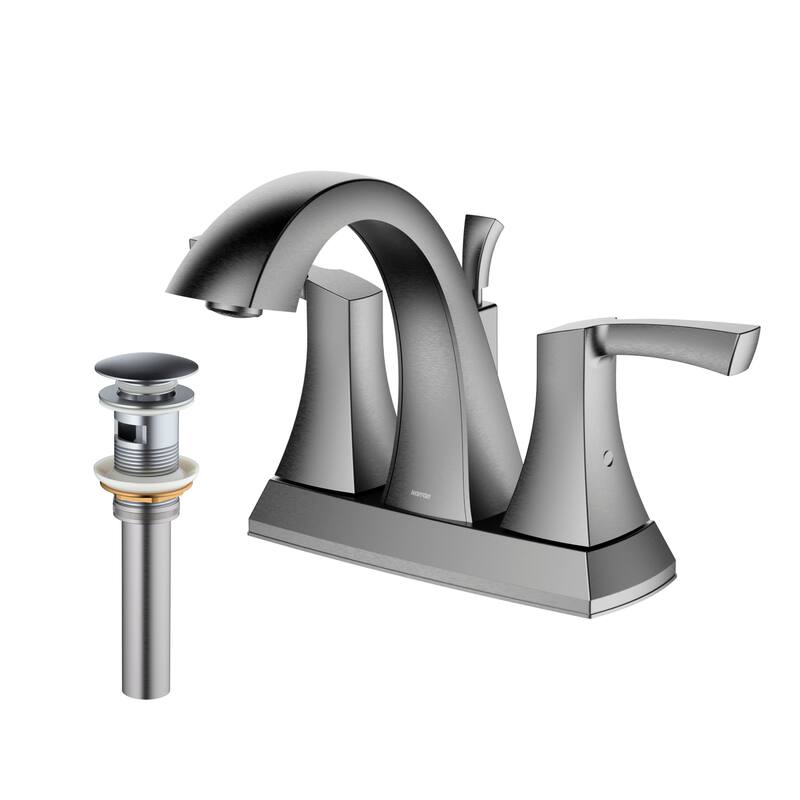 Karran Randburg KBF526 2-Handle Two Hole Centerset Faucet Bathroom Faucet with Matching Pop-up Drain - Stainless Steel