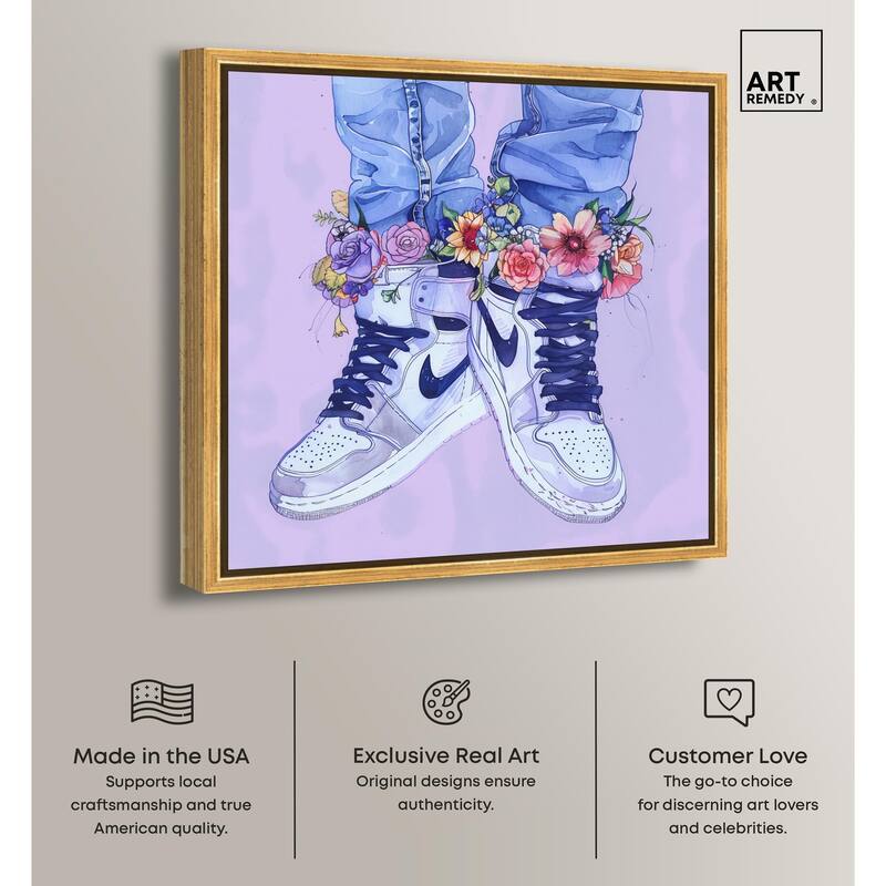 Lilac Floral Bloom Sneakers Canvas by Art Remedy
