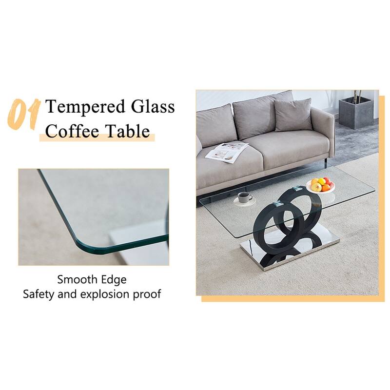 Glass Top Coffee Table with MDF Base for Living Rooms and Lounge Areas