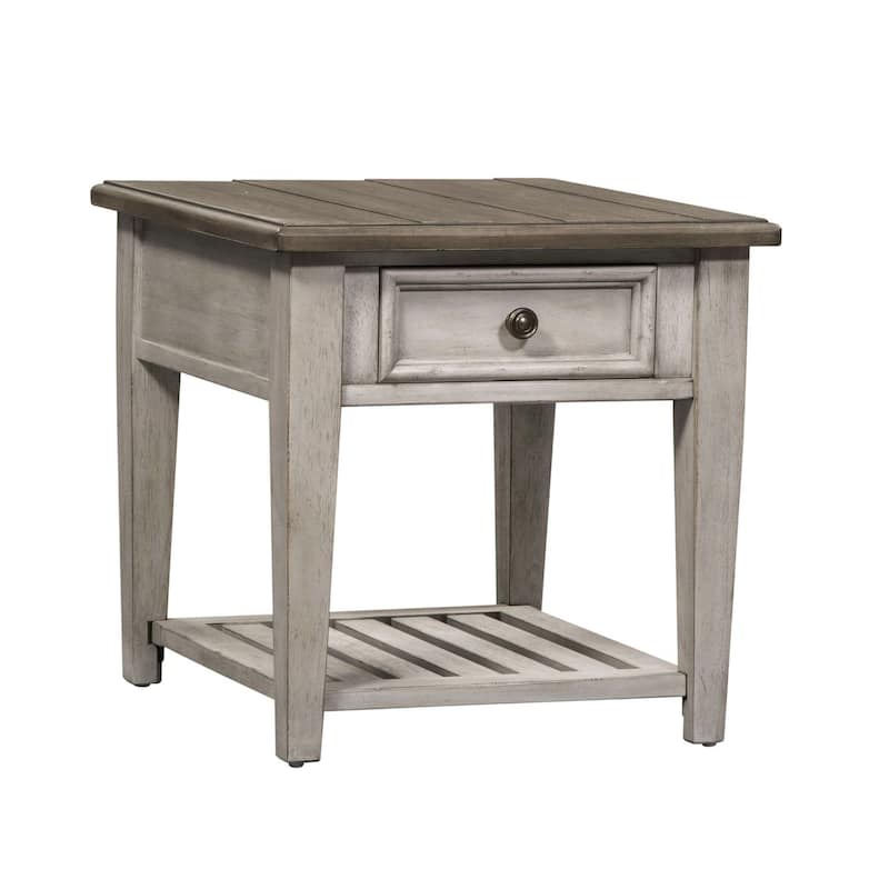 Heartland Antique White Living Room Table Set 3 Piece with Coffee Table, Side Tables