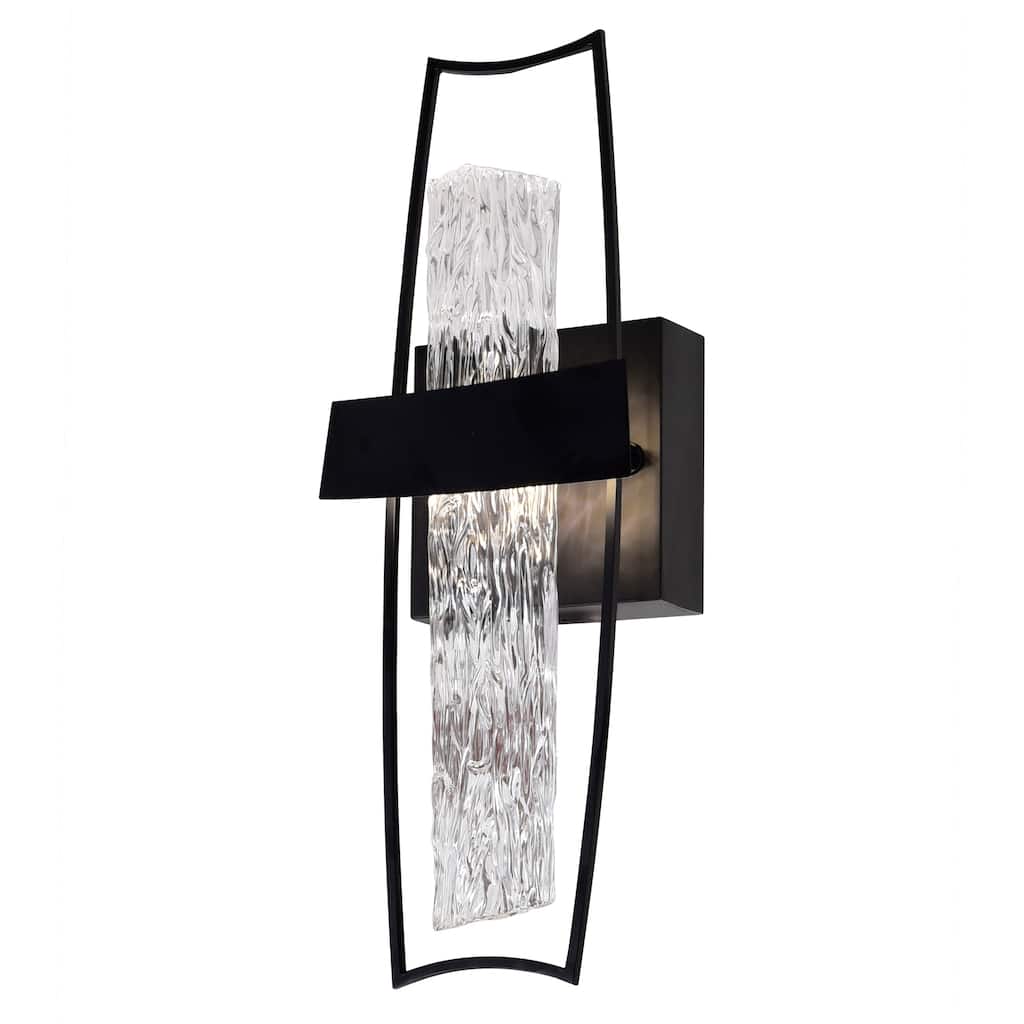 Guadiana Integrated LED 5in Black Wall Light with Handcrafted Glass