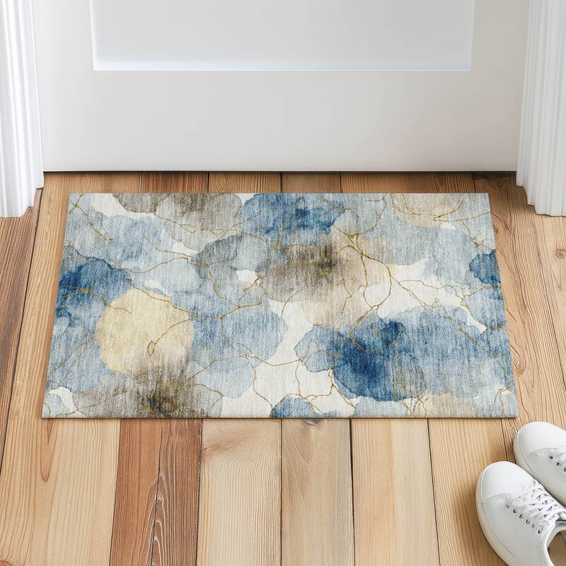 Machine Washable Indoor/ Outdoor Floral Mara Chantille Rug