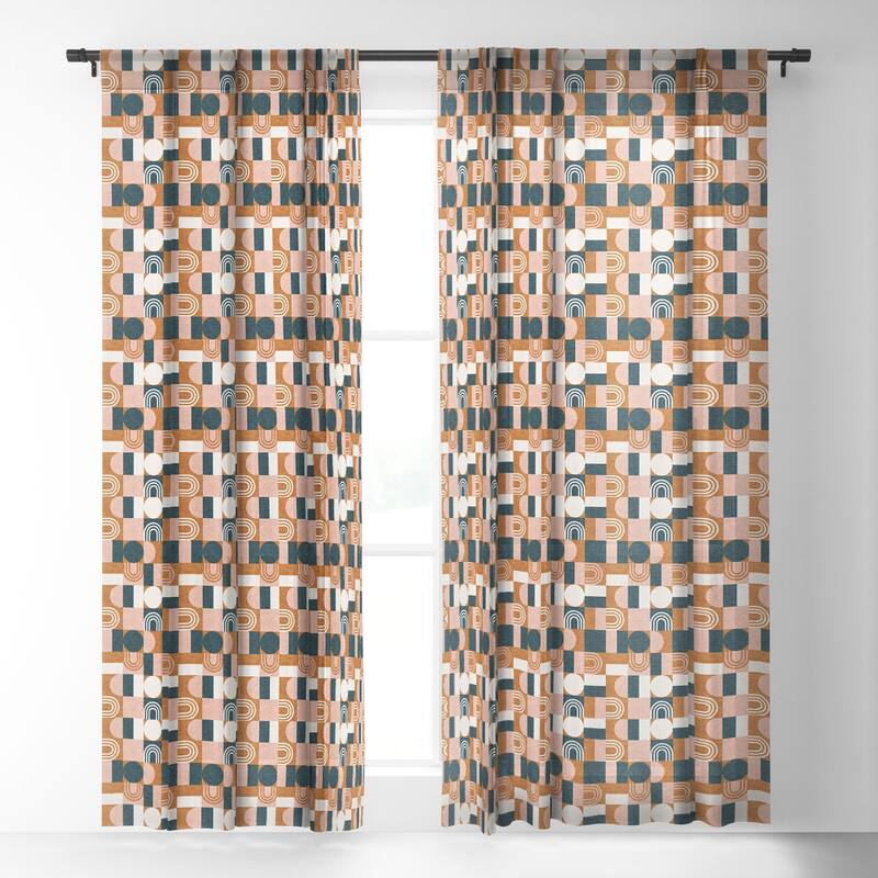 1-piece Sheer Aria Geometric Patchwork Made-to-Order Curtain Panel