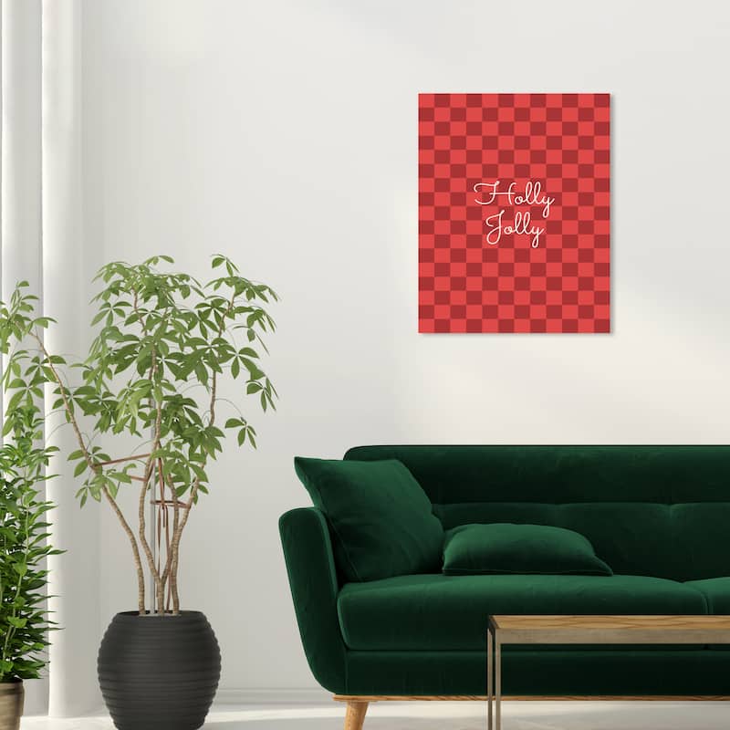 Wynwood Studio Canvas Typography and Quotes Holly Jolly Kingdom Squared Red Modern & Contemporary Wall Art Canvas Print - 20 x 24