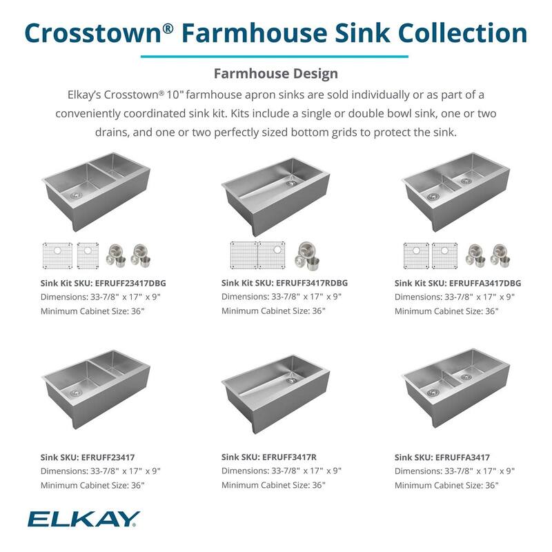 Elkay Crosstown 35-7/8" Farmhouse Single Basin Stainless Steel Kitchen