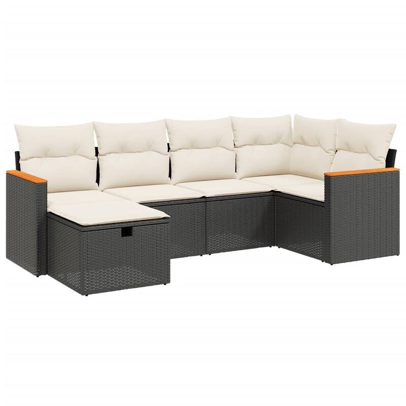 vidaXL Patio Sofa Set with Cushions Outdoor Conversation Furniture Poly Rattan