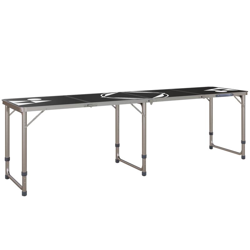 Outsunny 8ft Portable Beer Pong Table with Adjustable Legs, Folding Camping Table, Aluminum Picnic Table, for Birthday Party