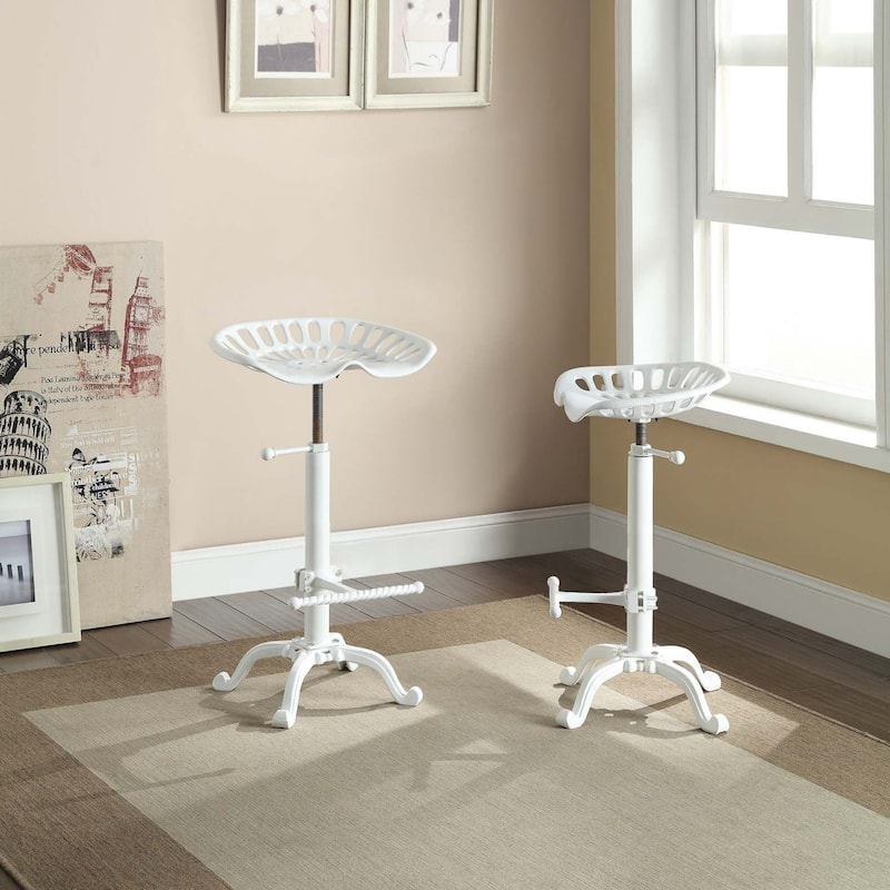 Adjustable Tractor Seat Barstool - 22.5" - White