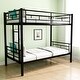 preview thumbnail 3 of 9, Modern Twin Over Twin Size Metal Frame Bunk Bed with Ladder and High Guardrail, Able to Split, Storage Space Black