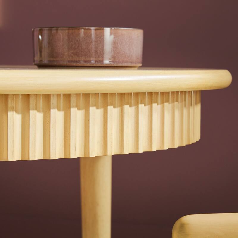 Walker Edison Modern Fluted Oak Wood Veneer Oval Dining Table for 4