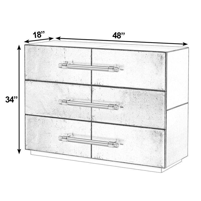 Allman 48 in. W Rectangular Wood and Leather 3 Drawer Accent Chest