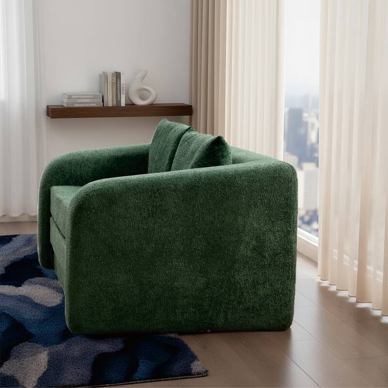 71.2"W 2-in-1 Foldable Pull Out Loveseat Sofa Bed Equipped with Armrest & Backrest Pillows