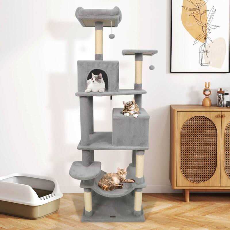 Costway 70” Cat Tree for Indoor Cats with Padded Top Perch, Dual - See Details