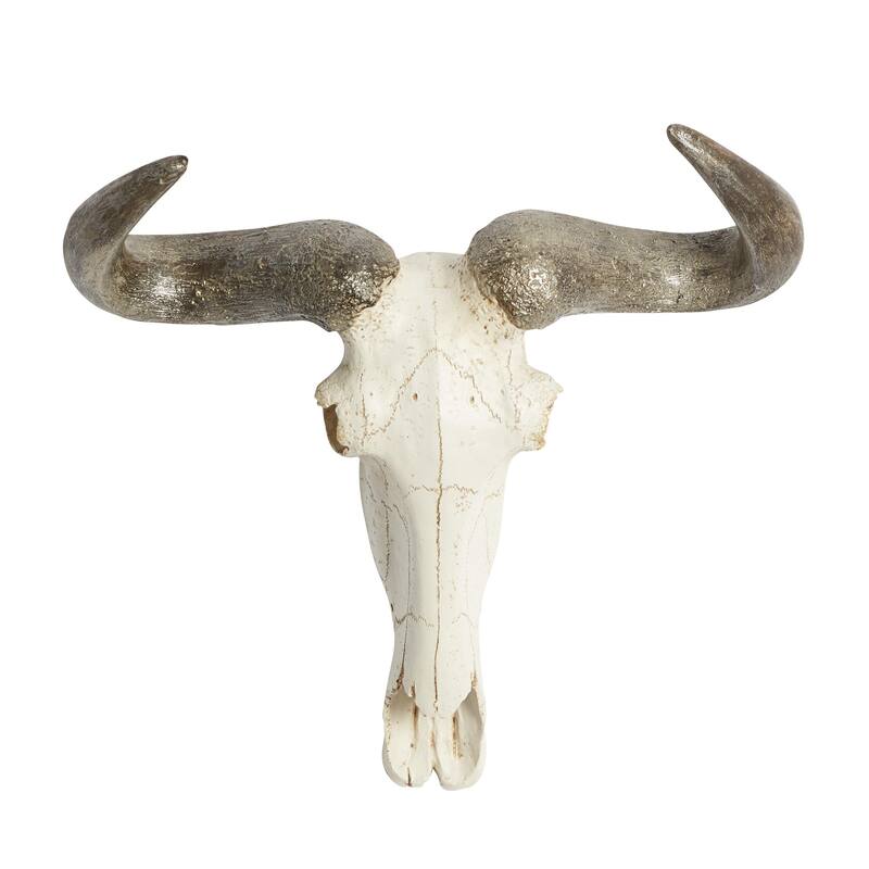 Polystone Cow Skull Home Wall Decor - White - Roche River Decor