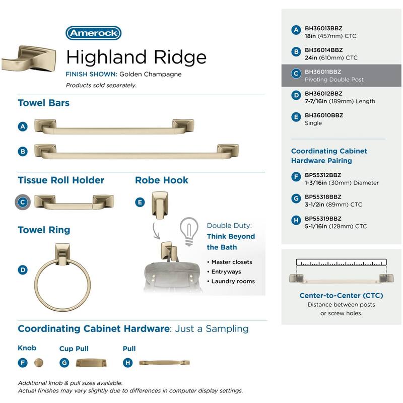 Amerock Highland Ridge Wall Mounted Pivoting Toilet Paper Holder