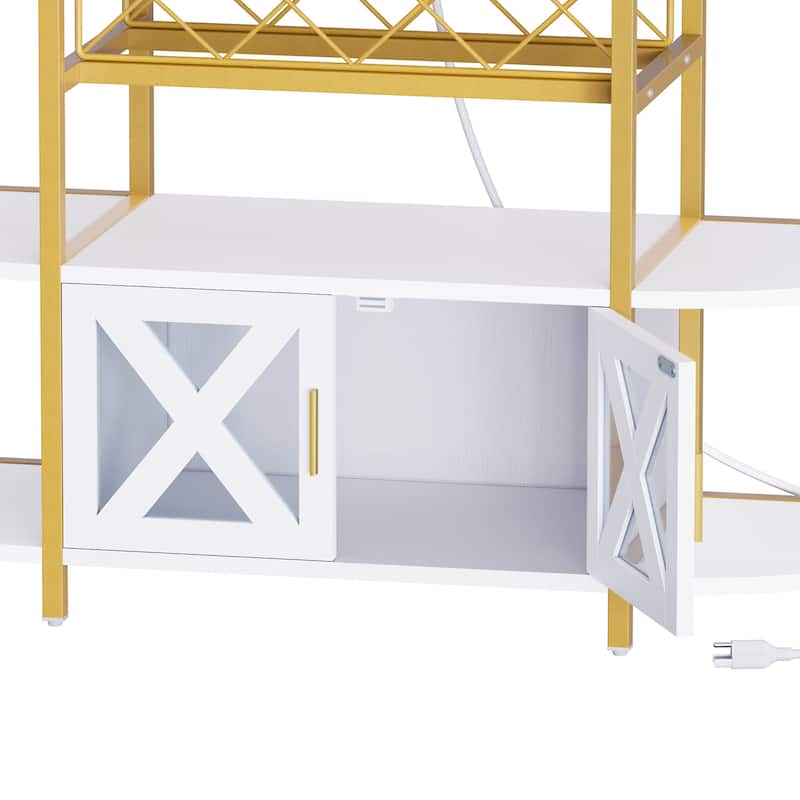 Moasis LED Wine Cabinet Storage Bar Table with Wine Rack and Holder