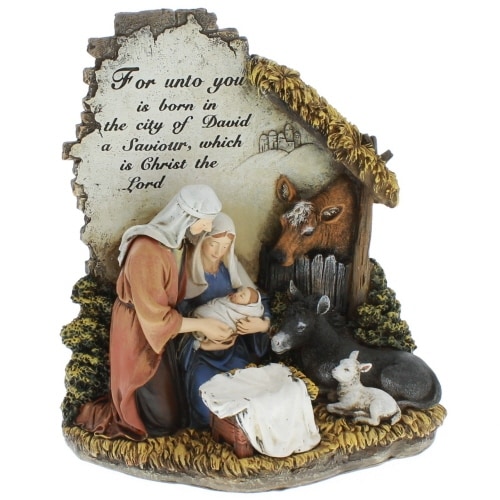 Unto You a Savior is Born 10 inch Christmas Nativity Scene Sculpture Figurine