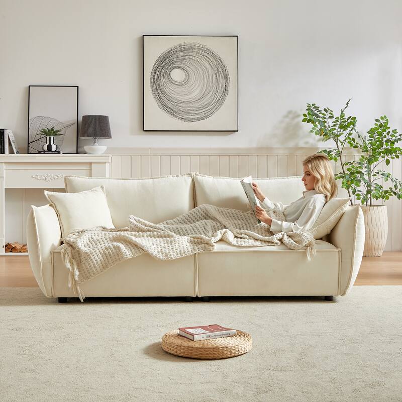 Convertible Chenille Sleeper Sofa Couch with Pillows, Modern Design for Living Rooms