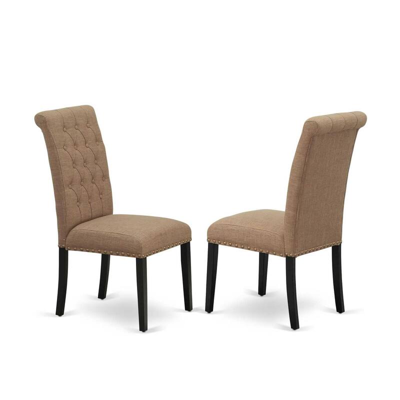 Victorian Dining Set - 9 Piece Table & Chair Set - Antique Walnut & Black Finish - Linen Fabric Chairs - 92