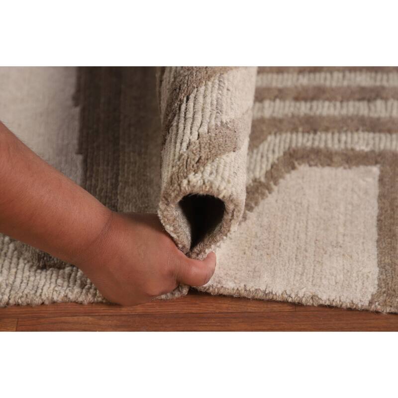 Modern Oriental Area Rug Hand-Knotted Wool Carpet - 9'2" x 11'8"