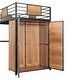 preview thumbnail 13 of 17, Black Twin Size Metal Wood Loft Bed with L-shaped Desk and Wardrobe