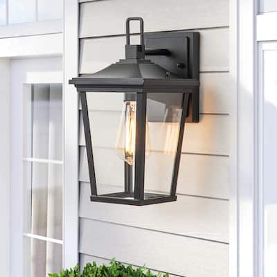 1-Light Modern Outdoor Wall Lantern with Glass Shade