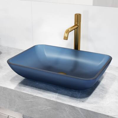 VIGO Sottile 18"L x 13"W Glass Vessel Sink and Apollo 12"H Faucet Set