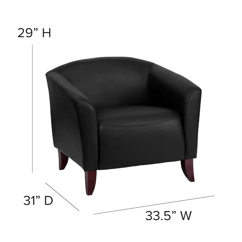 LeatherSoft Chair with Wood Feet - 33.5"W x 31"D x 29"H