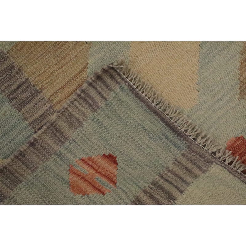 Hand Woven Oriental 100% Wool Carpet Southwestern Tribal Multi-Colored Kilim Area Rug - 6' 11'' X 5' 0''