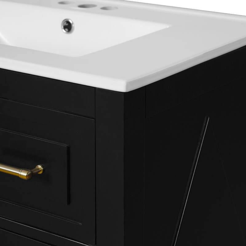 30'' Freestanding Bathroom Vanity with White Integrated Ceramic Sink - 30'' x 18.3'' x 34''
